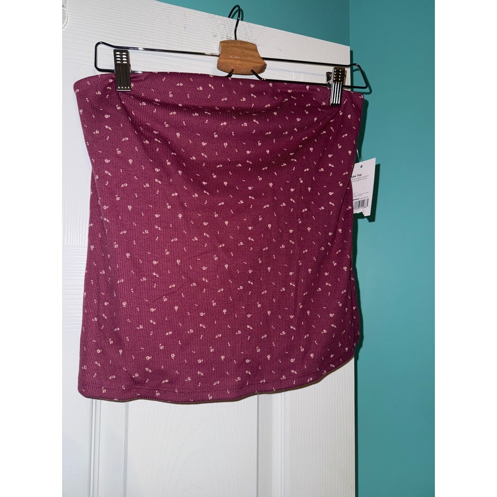 SO Ribbed Tube Top Bundle Lot of 3 Black Blue Burgundy Floral Strapless Womens L